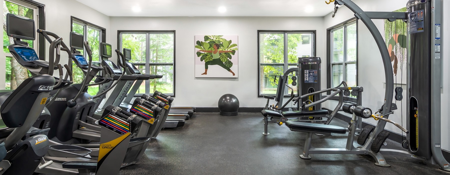 a gym with exercise equipment