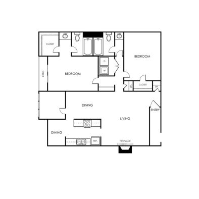 The Bowie Floor Plan 2 Bedroom, 2 Bath 2 Bed 2 Bath 1308 sqft