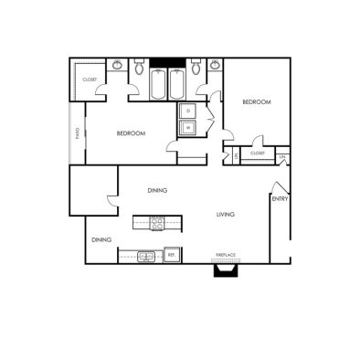 The Bowie Floor Plan 2 Bedroom, 2 Bath 2 Bed 2 Bath 1254 sqft