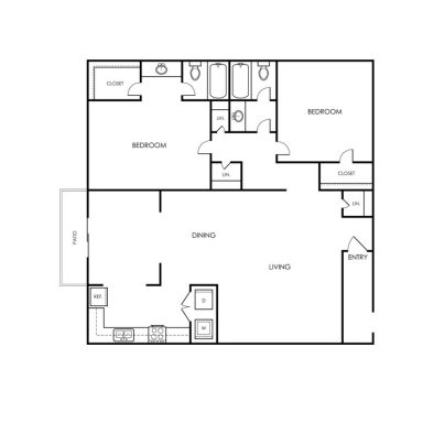 The Bowie Floor Plan 2 Bedroom, 2 Bath 2 Bed 2 Bath 1400 sqft