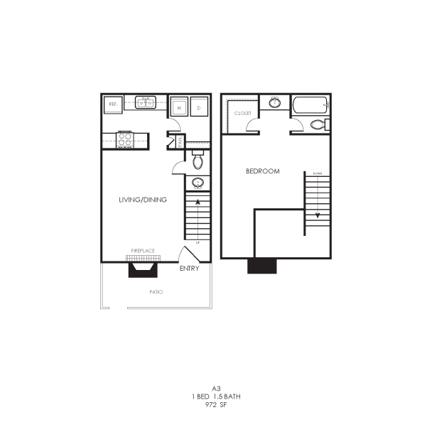 floor plan of a two bedroom apartment at The  Bowie