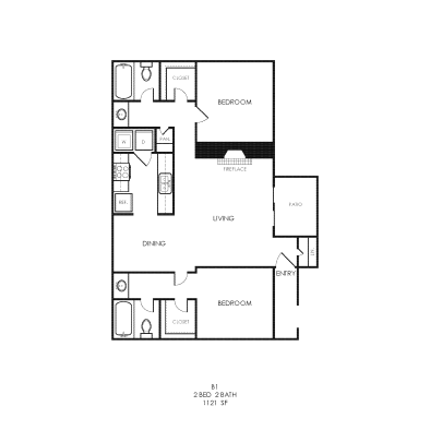 floor plan for the two bedroom apartment at The  Bowie