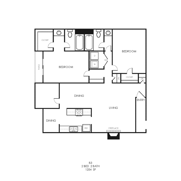 the floor plan for a two bedroom apartment at The  Bowie