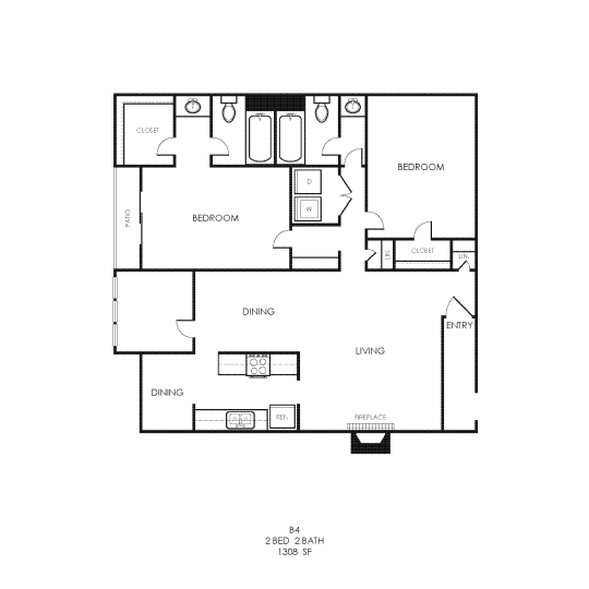 the floor plan for a two bedroom apartment at The  Bowie