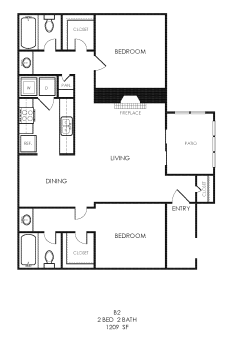 floor plan of a two bedroom apartment at The  Bowie