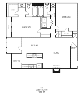 the floor plan for a two bedroom apartment at The  Bowie