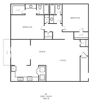 the floor plan for a two bedroom apartment at The  Bowie